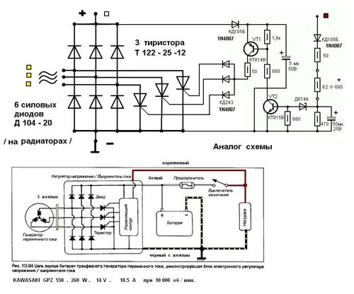 Схема 3 фазного генератора мотоцикла