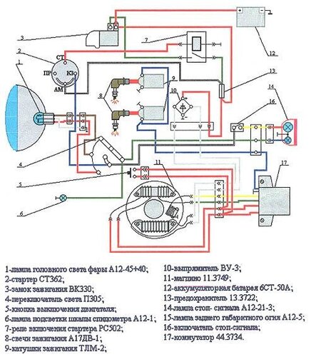 Электрическая схема Мотоцикла Минск 12 вольт - Мотоциклы